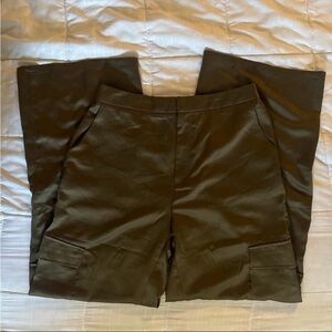 Olive green wide leg cargo pants
